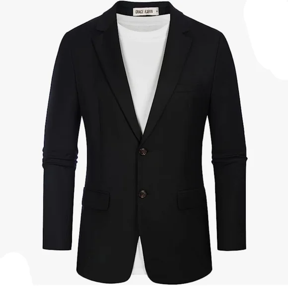 NWT GRACE KARIN Mens Casual Blazer Sport Coat Lightweight 2 Button Business Suit - Picture 1 of 11